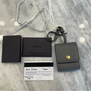 Prada lipstick or key fob holder - gray leather